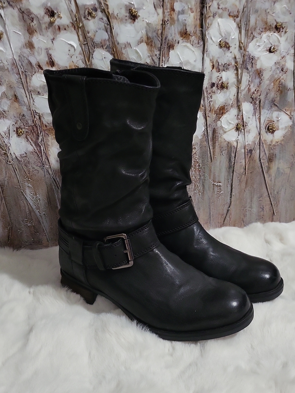 Josef Seibel Sanja 14 Black Leather Moto Boots